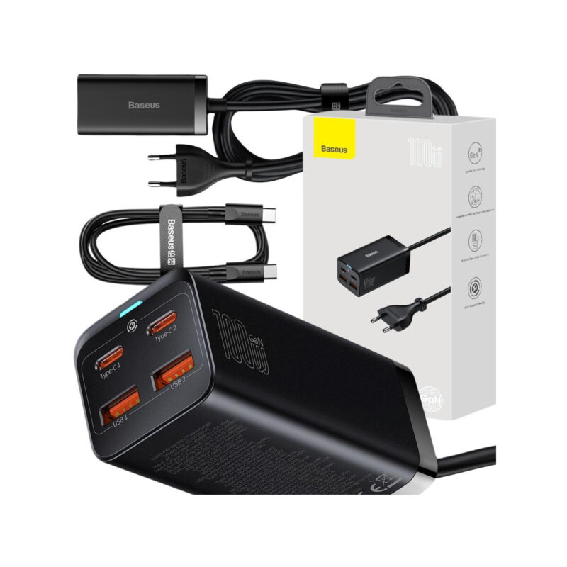 ŁADOWARKA SIECIOWA Baseus GaN 3 Pro Desktop Charger CCGP000101 100W 2x USB-A 2x USB-C PD 3.0 QC 4.0+