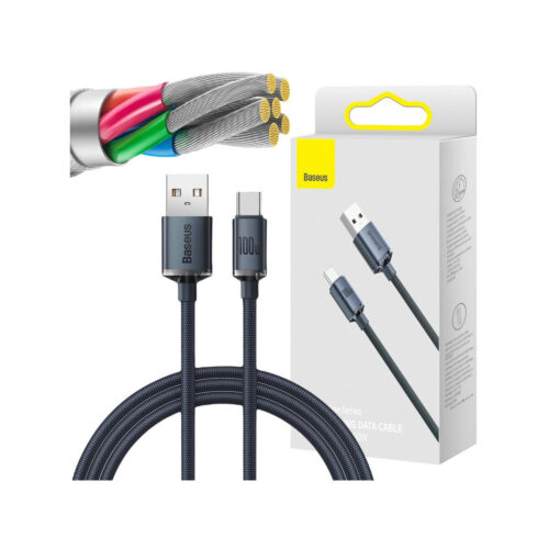 KABEL USB-A / USB-C Baseus Crystal CAJY000401 120cm 100W 6A QC 3.0 W OPLOCIE PREMIUM