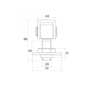 Zawias PSG 61.013 do wspawania - gwint M20 (regulowany)