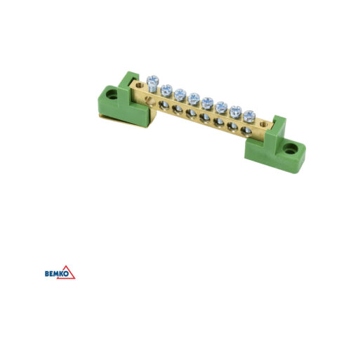 Listwa zaciskowa na izolatorach płaskichH 8x12 10-torowa zielona