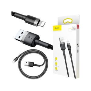 KABEL USB-A / Lightning iPhone Baseus Cafule CALKLF-AG1 50cm Apple 2.4A CZARNO-SZARY W OPLOCIE