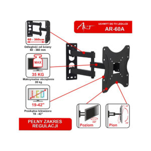 UCHWYT DO TV LED/LCD 19-42" 35KG AR-60A ART reg. pion/poziom
