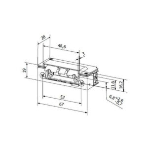 Elektrozaczep przeciwpożarowy HARTTE XSHD24R-C 24V DC rewersyjny z wyślizgiem
