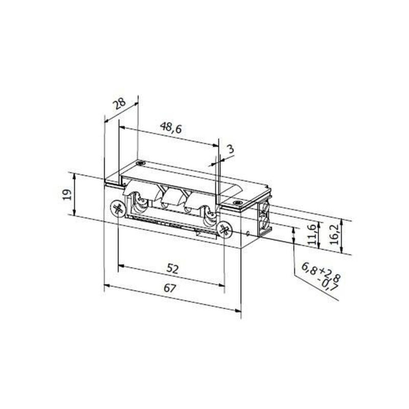 Elektrozaczep przeciwpożarowy HARTTE XSHD24R-C 24V DC rewersyjny z wyślizgiem