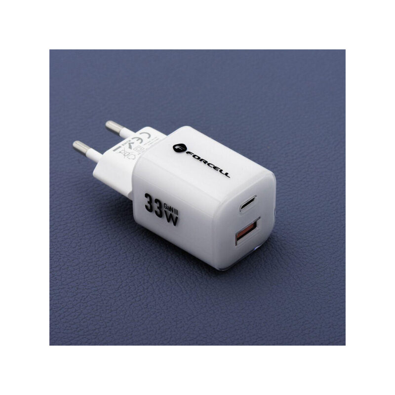 044a28a9b88a8a9d646c8daeaad3043e_original ŁADOWARKA SIECIOWA Forcell F-Energy GaN III VT-41 33 W 1x USB-C 1x USB-A PD 3.0 QC 4.0 BIAŁA