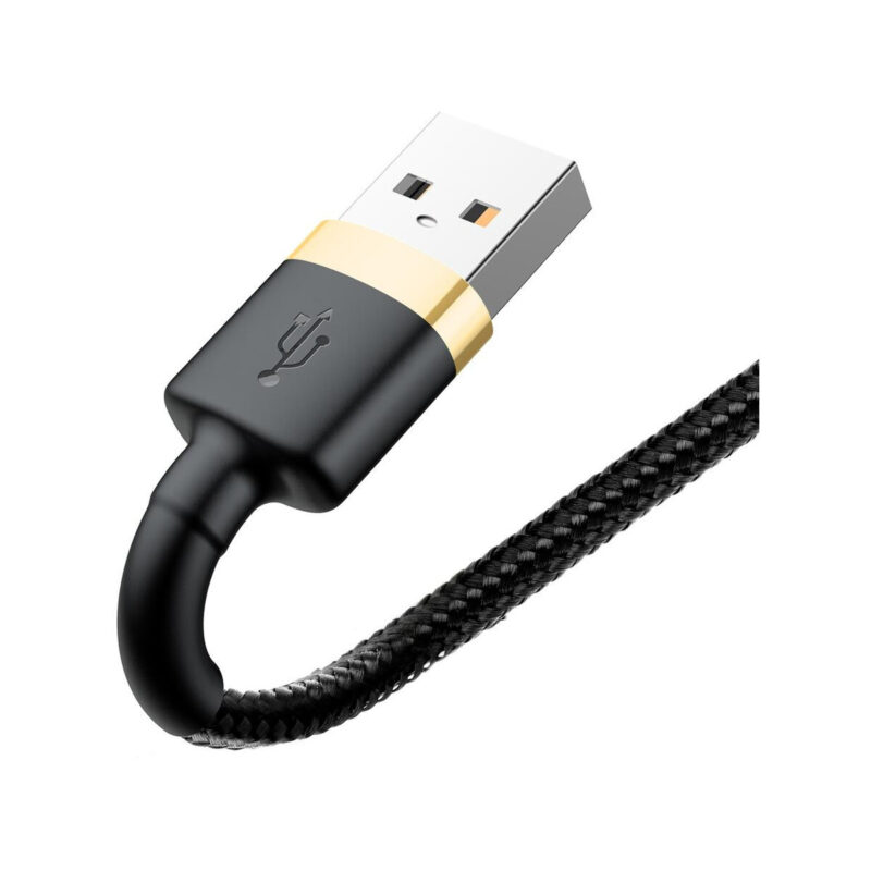 KABEL USB-A / Lightning iPhone Baseus Cafule CALKLF-BV1 100cm Apple 2.4A CZARNO-ZŁOTY W OPLOCIE