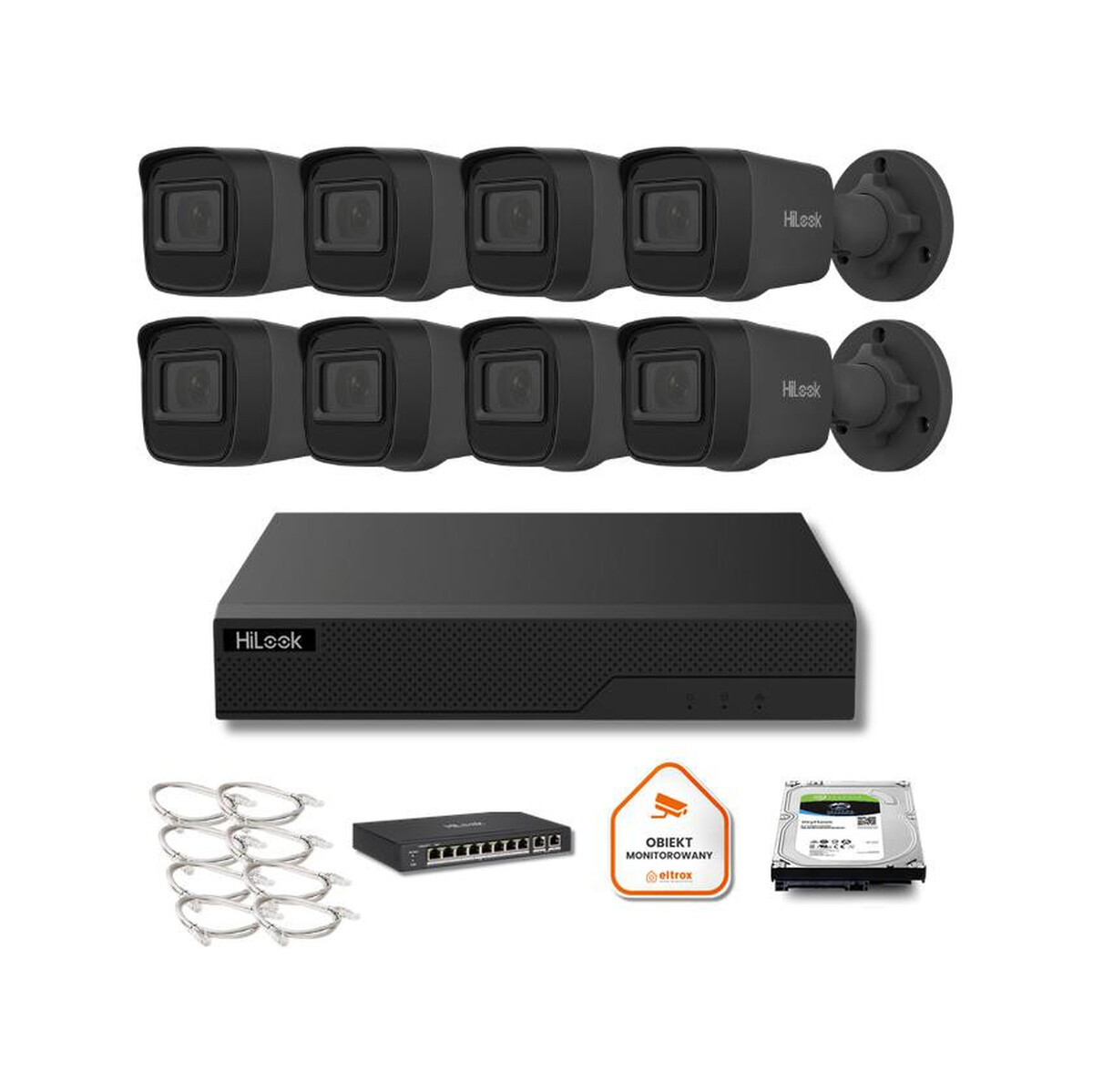 Zestaw monitoringu Hilook 8x IPC-B141H-C black z dyskiem 1TB
