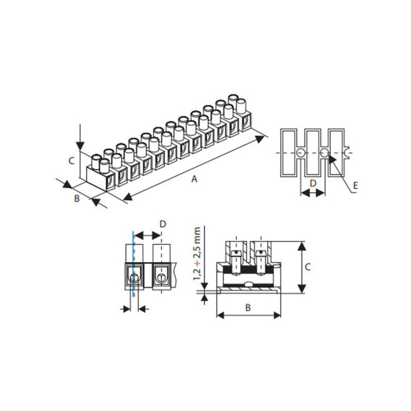 ZŁĄCZKA KOSTKA ELEKTRYCZNA 12-TOROWA 4-16mm2 PP-12-16 BIAŁA (1szt.)