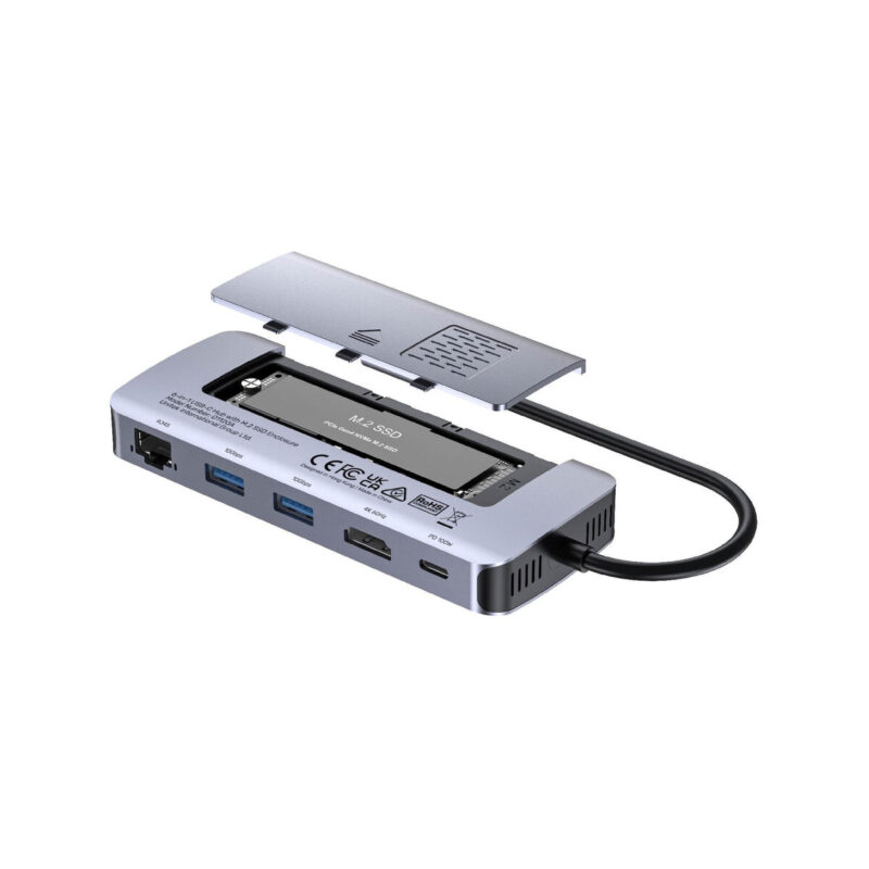 Unitek D1120A01 Aktywny Hub USB-C 10 Gbps, Obudowa na dysk M.2, HDMI