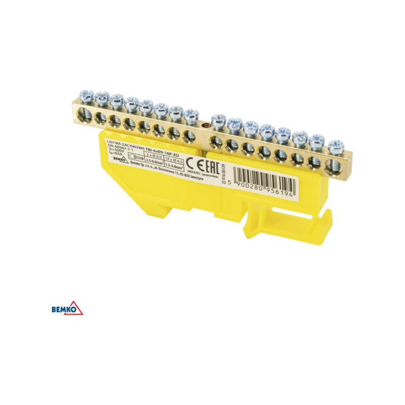 Listwa zaciskowa na sztynę 6x9 4-torowa niebieska