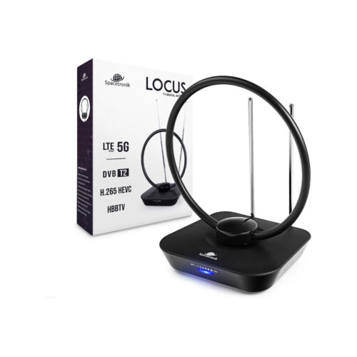 Antena pokojowa DVB-T2 Spacetronik Locus TV zasilacz 45dB