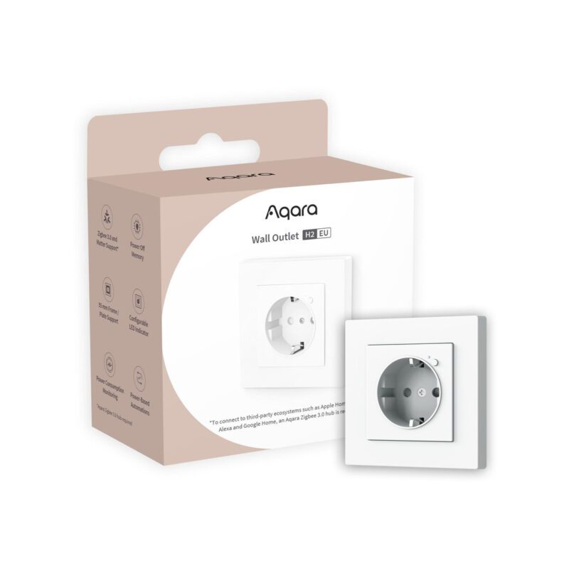 Aqara Wall Outlet H2 EU | Gniazdko elektryczne | Zigbee 3.0, Matter