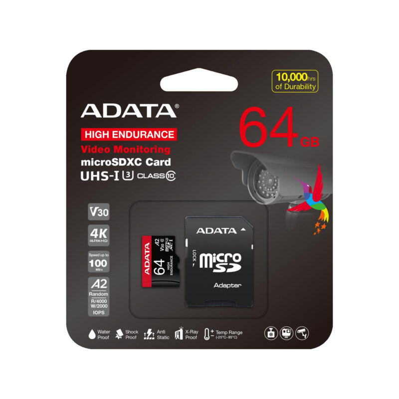 Adata Karta microSD High Endurance 64GB UHS1 U3 V30 A2 100/80MB/s + Adapter