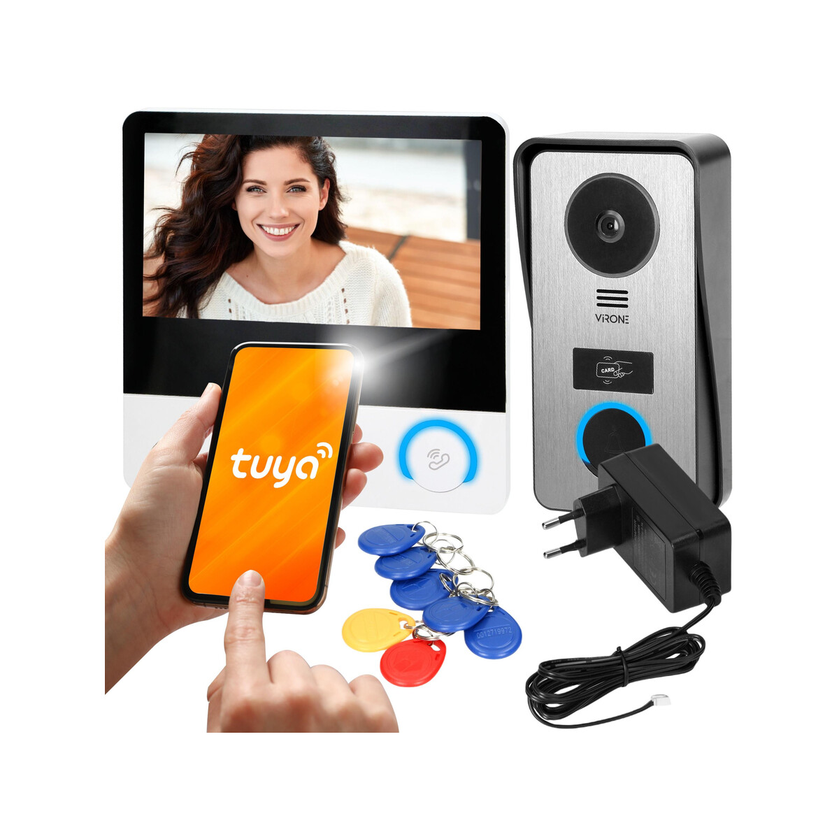 WIDEODOMOFON VIRONE VDP-67 FullHD, czytnik RFID, TUYA