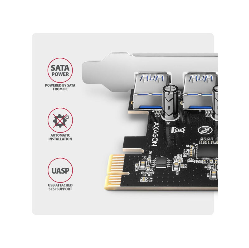 Kontroler Axagon PCEU-430RS PCIe 4x port USB 3.2 GEN 1 15-pin SATA
