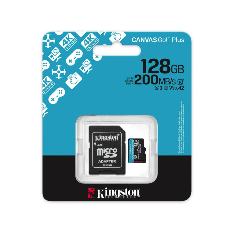 Karta pamięci microSD 128GB Kingston CanvasGo! Plus 200MB/s A2 U3 V30 + adapter
