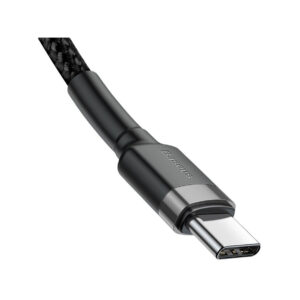KABEL USB-C / USB-C Baseus Cafule CATKLF-HG1 200cm 60W 3A PD 2.0 QC 3.0 CZARNO-SZARY W OPLOCIE