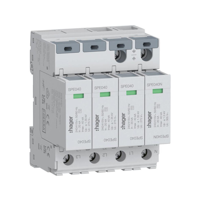 0d6b9176e2eb8cb0f0080b64bb4d149a_original SPD Ogranicznik przepięć T2 4P 3+1 sieć TN-S/TT In=20kA Up≤1,35kV SPE440 Hager