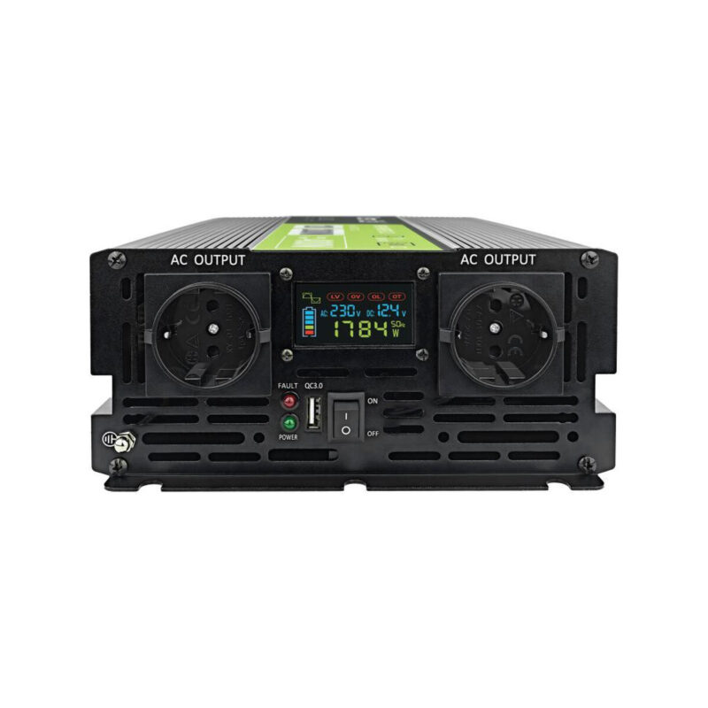 PRZETWORNICA NAPIĘCIA Green Cell PowerInverter LCD 12V / 230V 2000W/4000W CZYSTA SINUSOIDA