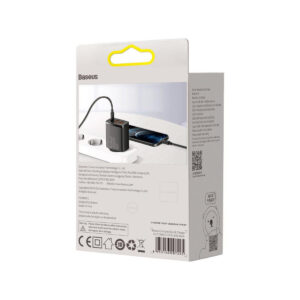 ŁADOWARKA SIECIOWA Baseus Compact Quick Charger CCXJ-E01 30W 2x USB-A 1x USB-C PD 3.0 QC 3.0 CZARNA