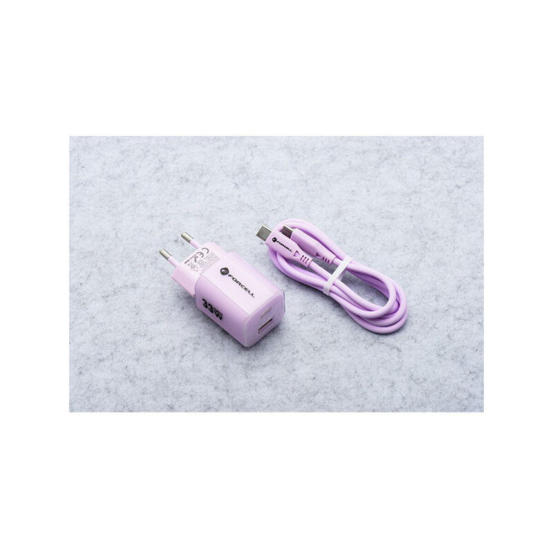 0e91de86e02437a622d58eec1cdf20d7_original ŁADOWARKA SIECIOWA Forcell F-Energy GaN III VT-41 33 W 1x USB-C 1x USB-A PD 3.0 QC 4.0 FIOLETOWA