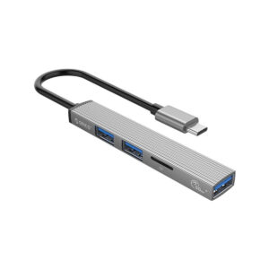 Orico Hub USB-C 3xport USB-A, czytnik microSD, alu