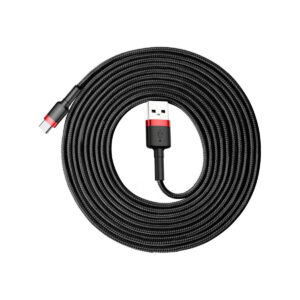 KABEL USB-A / USB-C Baseus Cafule CATKLF-U91 300cm 2A QC 3.0 CZARNO-CZERWONY W OPLOCIE