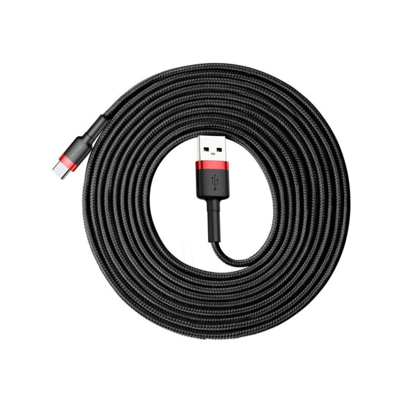 KABEL USB-A / USB-C Baseus Cafule CATKLF-U91 300cm 2A QC 3.0 CZARNO-CZERWONY W OPLOCIE