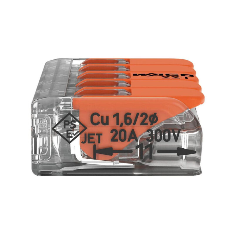 Szybkozłączka uniwersalna LINKA/DRUT 5x 0,2-4mm2 WAGO 221-415 (Paczka 25szt.)
