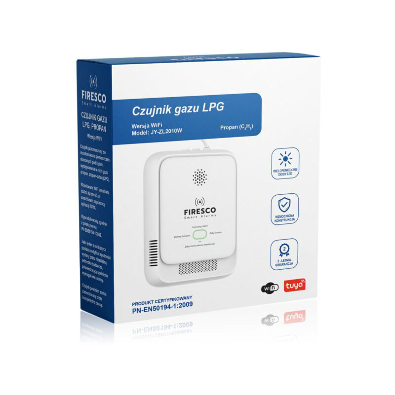 Czujnik gazu LPG Propan-Butan Firesco JY-ZL2010W z WiFi aplikacja Tuya