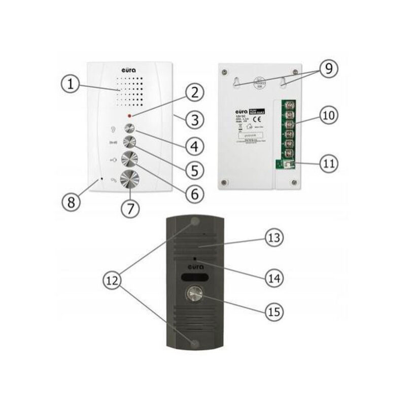 DOMOFON ''EURA'' ADP-51A3 ''DIFESA'' - 1-rodzinny, 2 unifony, interkom, biały