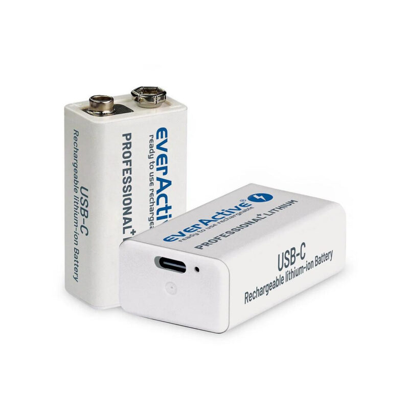 Akumulatorek 6F22 Li-Ion everActive 9V 550mAh z gniazdem USB-C