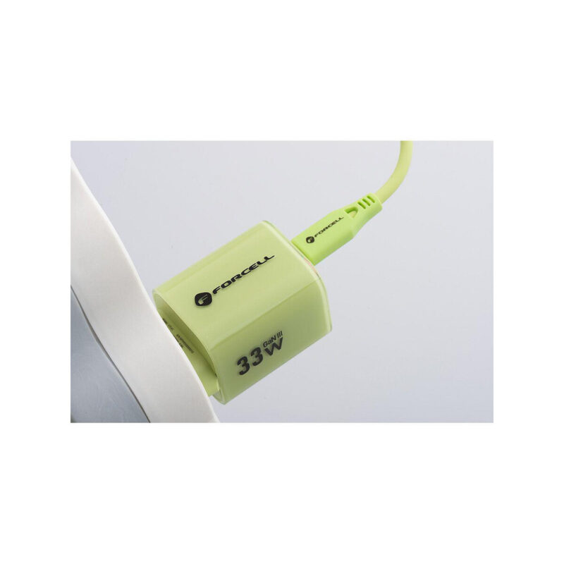 12a94120d04b15e972fb510a39d771ed_original ŁADOWARKA SIECIOWA Forcell F-Energy GaN III VT-41 33 W 1x USB-C 1x USB-A PD 3.0 QC 4.0 ZIELONA