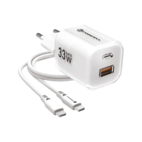 12e3fbc8a72ca655dbef74897d37fac5_original ŁADOWARKA SIECIOWA Forcell F-Energy GaN III VT-41 33 W 1x USB-C 1x USB-A PD 3.0 QC 4.0 BIAŁA