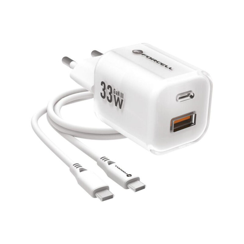 12e3fbc8a72ca655dbef74897d37fac5_original ŁADOWARKA SIECIOWA Forcell F-Energy GaN III VT-41 33 W 1x USB-C 1x USB-A PD 3.0 QC 4.0 BIAŁA