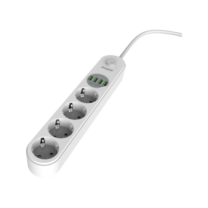 LISTWA ZASILAJĄCA Z WYŁĄCZNIKIEM Energizer 4x SCHUKO 4x USB-A 2500W 10A KABEL 2M