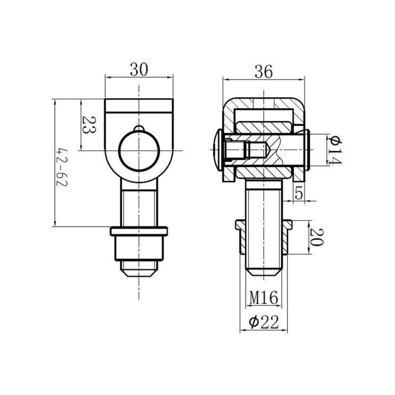 Zawias PSG 61.001 do wspawania - gwint M16