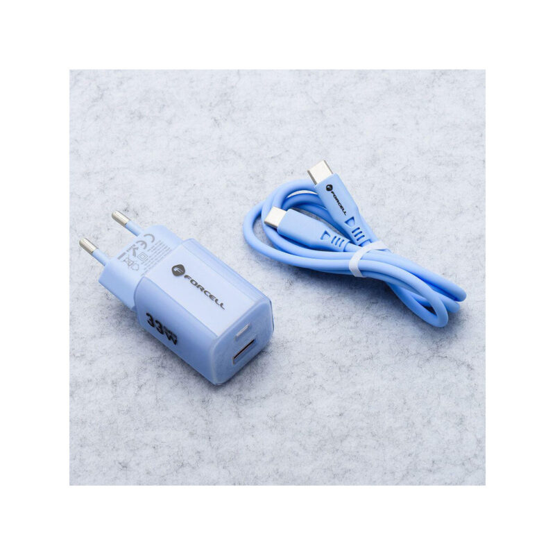 13456ea4a94719c39e267d9666d7c51f_original ŁADOWARKA SIECIOWA Forcell F-Energy GaN III VT-41 33 W 1x USB-C 1x USB-A PD 3.0 QC 4.0 NIEBIESKA