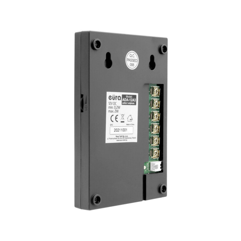 DOMOFON ''EURA'' ADP-51A3 ''DIFESA'' - 1-rodzinny, 2 unifony, interkom, grafit