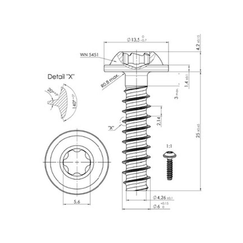 Wkręt do tworzywa TORX 6x25 A2 CORAB M959