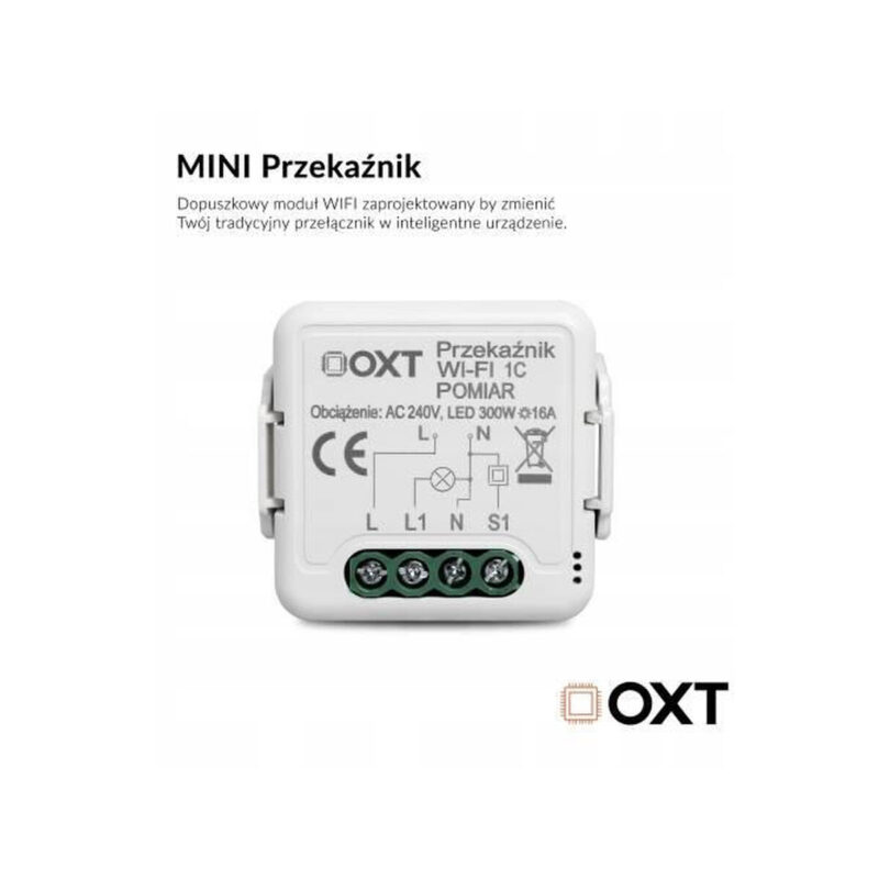 Moduł OXT przekaźnik 1 obwód pomiar 16A WIFI TUYA T220P