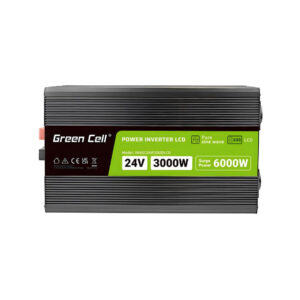 PRZETWORNICA NAPIĘCIA Green Cell PowerInverter LCD 24V / 230V 3000/6000W CZYSTA SINUSOIDA