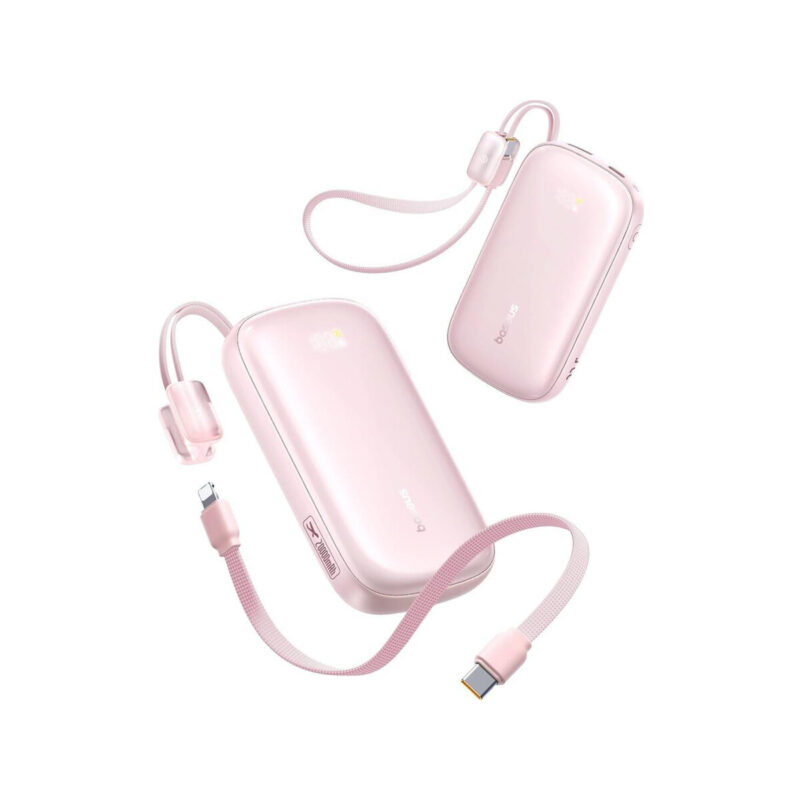 Powerbank Baseus EnerFill FC21 20000 mAh 22,5 W USB-A USB-C różowy z odłączanym kablem Lightning