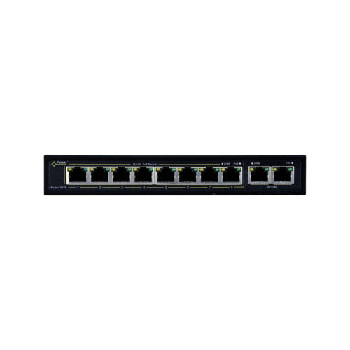 SWITCH POE PULSAR S108 10-PORTÓW (8xPoE + 2xUPLINK)  IEEE 802.3af/at, 48VDC / 30W/port (PoE+) 120W