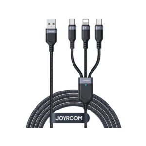 Kabel 3w1 USB-A / USB-C micro-USB Lightning Joyroom S-1T3018A18 30cm 3.5A w oplocie czarny