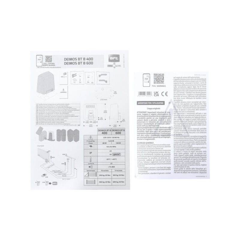 Zestaw BFT DEIMOS BT B600 KIT EE do 600kg bram przesuwnych