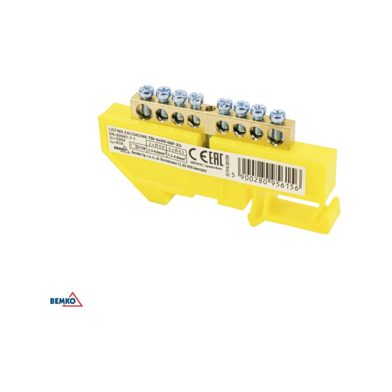 Listwa zaciskowa na sztynę 8x12 10-torowa niebieska