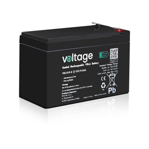Akumulator AGM Voltage Long Life 12V 9Ah VEL12-9.0 (Żywotność 15 lat)