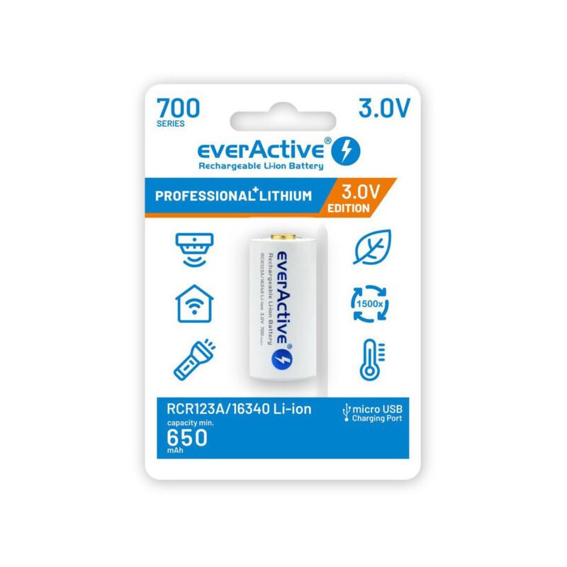 Akumulatorek 16340 / R-CR123 3V everActive 700mAh (1 szt.) z zabezpieczeniem