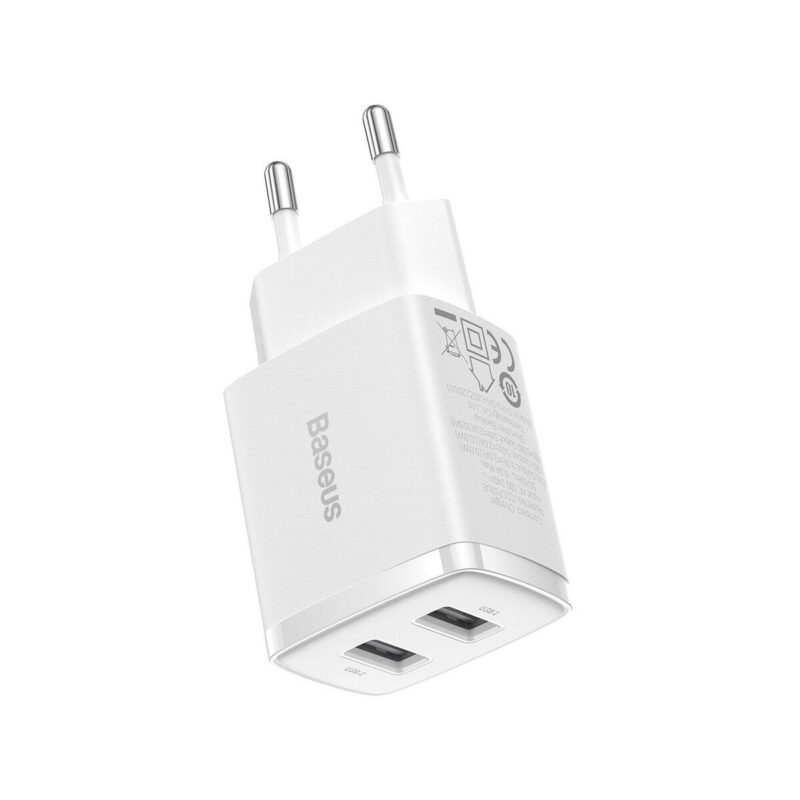 ŁADOWARKA SIECIOWA Baseus Compact Charger CCXJ010202 10.5W 2x USB-A BIAŁA